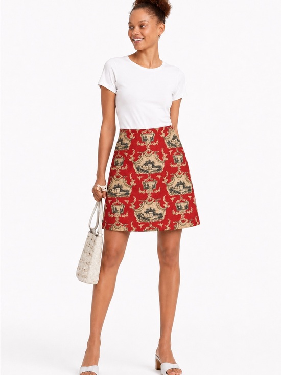 Talbots Dresses & Skirts - Vintage Talbots Petites Red Toile de Jouy Cotton Skirt Size 8P